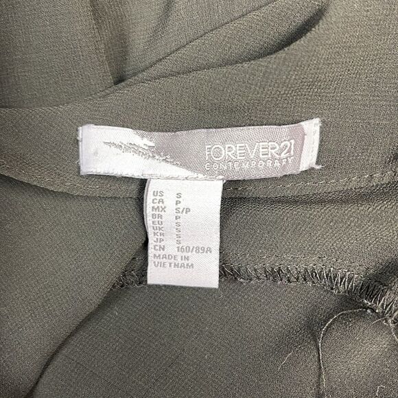 Forever 21 Olive Green Blouse with Cutout Back Beaded Detail, Size Small - Picture 5 of 6